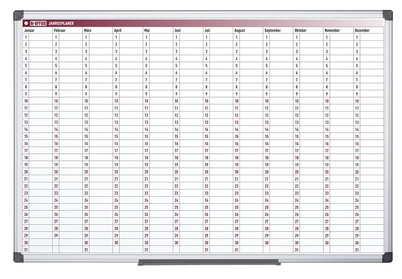Bi-Office Maya Magnetische 365-dagenplanner met aluminium frame 90x60cm, GA03140170