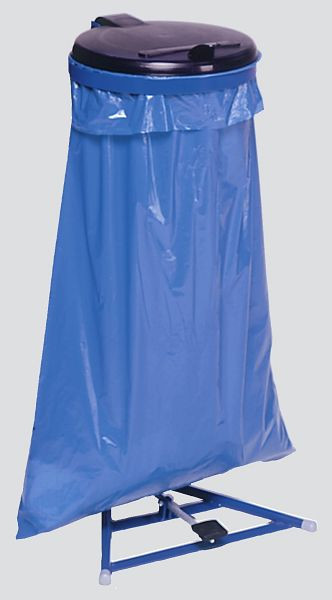Suport pentru sac de gunoi VAR cu pedală, capac din plastic negru, albastru gențiană, 10205
