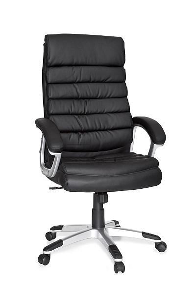 Krzesło biurowe Amstyle Valencia ze sztucznej skóry czarne ergonomiczne z zagłówkiem, SPM1.026