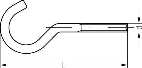 Dresselhaus-schroefhaak, gebogen type 11, met metrische schroefdraad, verzinkt, afmeting: M 4 x 50, VE: 100 stuks, 0219300100400050000001