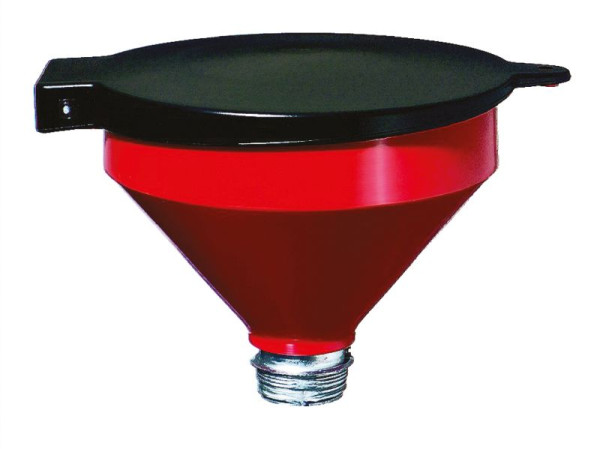 Funil barril Busching com tampa articulada, AG R2", Ø 250mm, para descarte de óleo usado ou produtos químicos, 100157