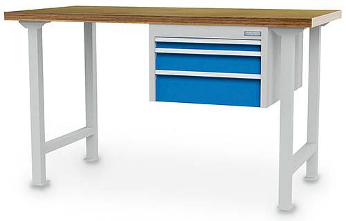Bedrunka+Hirth række arbejdsbord, med hængende skuffeblok, med 3 skuffer, 2000 x 750 x 859 mm, 03.20.535.2VA