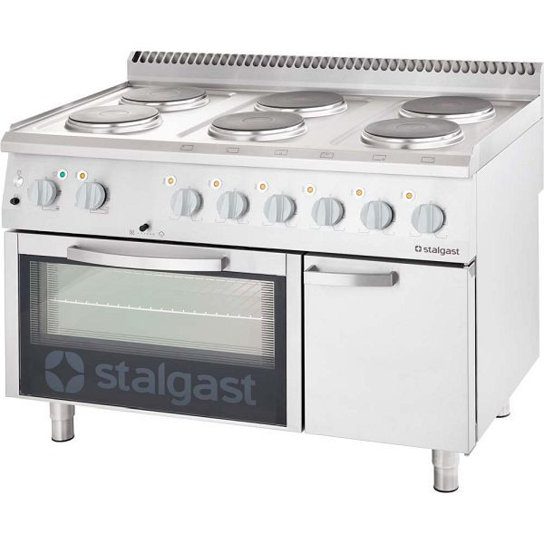 Fogão eléctrico Stalgast com forno (GN 2/1) série 700 ND - 6 placas (6x2,6), SL32611S