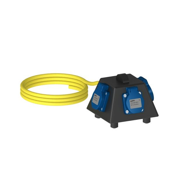 ELSPRO massief rubberen veiligheidsverdeler serie CELLE, voedingskabel: 3 m beveiligingscontact, uitgang: 3 beveiligingscontacten, 1000001