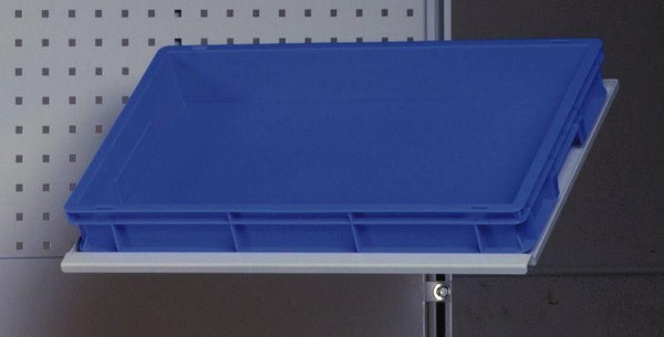 Ramię obrotowe KLW z półką na pudełka do przechowywania (pudełko euro 600 x 400 mm) z ramieniem obrotowym z aluminium, kolor srebrny, ABC-SA2-TEK6141