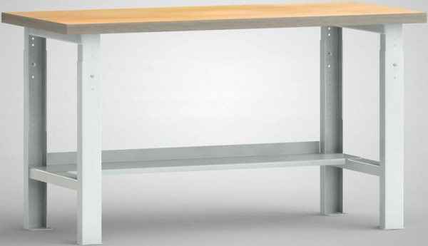 Stół warsztatowy KLW standardowy, 1500 x 700 mm, regulacja wysokości, z blatem bukowym multiplex, WS513V-1500M40-X1582