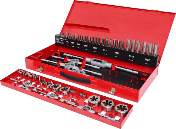 KS Tools Conjunto de ferramentas para corte de rosca HSS, 54 peças, 331.0654