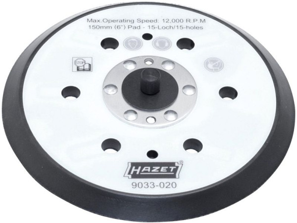 Disc de șlefuit Hazet, duritate medie cu suport din fibre, atașament Velcro, Ø 150 mm cu fir de 5/16", greutate netă: 0,17 kg, 9033-020