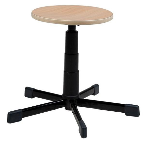 stoły warsztatowe ANKE stołek wrzeciona tokarskiego; Wysokość 440 - 630mm; regulacja wysokości 420-540 mm; 5-nożny, siedzisko imitacja buku, kolor RAL 9005, 950.009