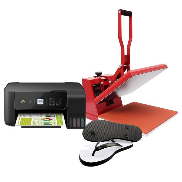 PixMax flip-flop transferpers 38 x 38 cm inclusief Epson printer en accessoires, 24145