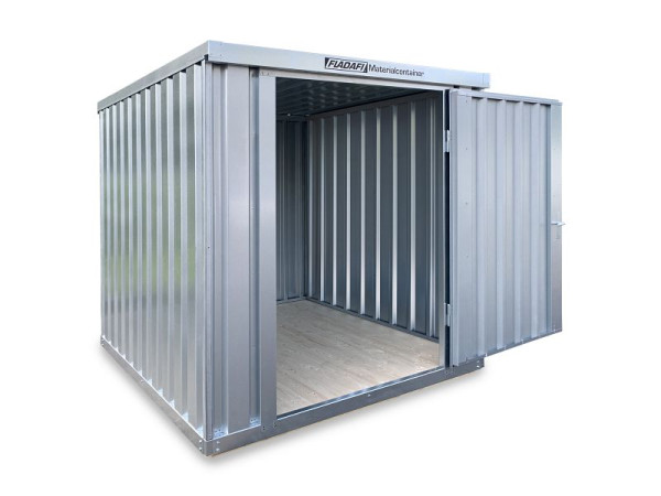 Container material FLADAFI MC 1200, zincat, asamblat, cu podea din lemn, 2.100 x 2.170 x 2.150 mm, usa cu o singura aripa pe latura de 2 m, F1220010112221111911