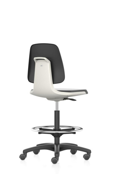 bimos Labsit werkstoel met wielen, zitting H.560-810 mm, PU-schuim, zitschaal wit, 9125-2000-3403