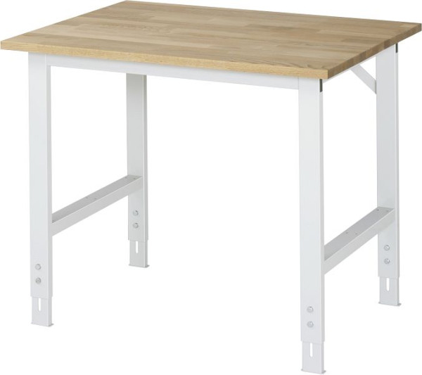 Stół roboczy z serii RAU Tom (6030) - blat z litego drewna bukowego z regulacją wysokości, 1000x760-1080x800 mm, 06-625B80-10.12
