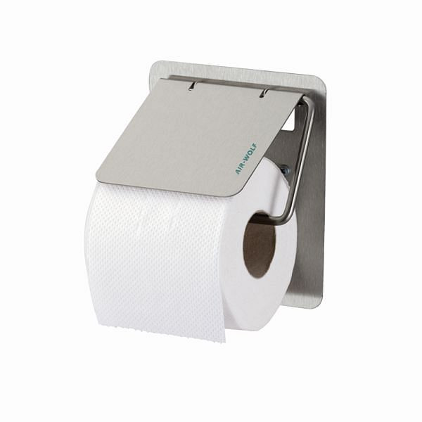 Air Wolf toiletpapirholder, Omega-serien, H x B x D: 155 x 130 x 117 mm, belagt rustfrit stål, 29-032