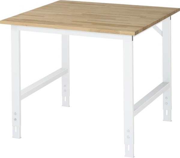 Τραπέζι εργασίας RAU σειρά Tom (6030) - ρυθμιζόμενο ύψος, μασίφ επάνω μέρος οξιάς, 1000x760-1080x1000 mm, 06-625B10-10.12