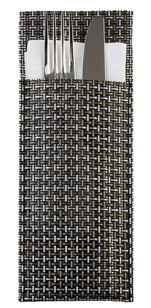 APS serviet- og bestiklommer, 24 x 9 cm, sølvgrå, PVC, smalbånd, sæt med 6 stk., 60551