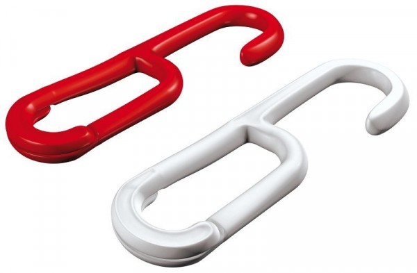 Dörner + Helmer PE-Kunststoff-Einhängehaken/Schnellverbinder (SB-Box), rot, weiß für 6 mm Kette, VE: 6 Stück, 4810284