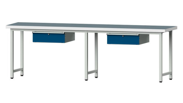 Pracovní stůl ANKE pracovní stůl, model 93, 2800 x 700 x 900 mm, RAL 7035/5010, UBP 50 mm, 400.427