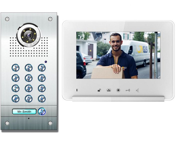 Anthell Electronics 1-familie PIN-kode farve video intercom sæt med billedlagring, med 7" skærm, CK1-690S1-1
