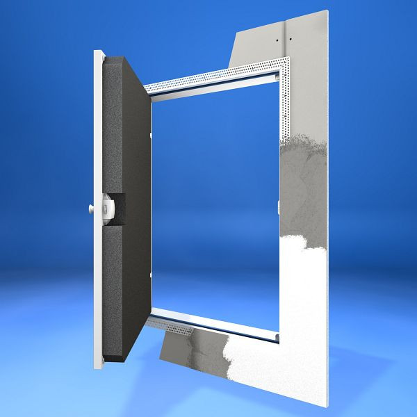Wellhöfer kniehoge deur gelijk met de muur met PushLock sluiting en 3D thermische beveiliging, muuropening 70 x 80 cm, 502