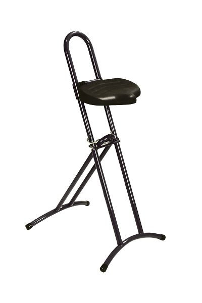 Auxiliar de pé dobrável Lotz "Relax", assento em PU com inserções de aço, resistente, altura do assento: 610–860 mm, estrutura: aço tubular preto, 3680.01
