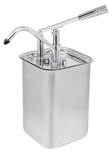 Dispensador de molhos Gastro-Inox com alavanca Recipiente quadrado de aço inoxidável de 5 litros, 503.187
