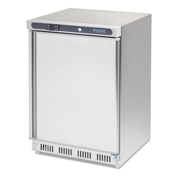 Polar ruostumattomasta teräksestä valmistettu jääkaappipöytä malli 150L, CD080