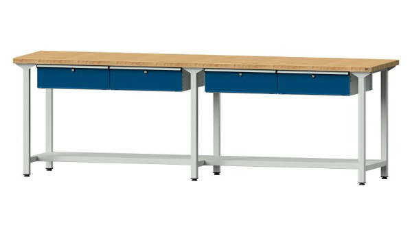 Pracovní stůl ANKE pracovní stůl, model 95, 2800 x 700 x 890 mm, RAL 7035/5010, BMP 40 mm, 400.433