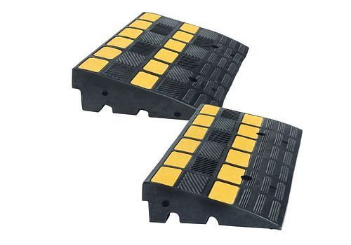 DENIOS oprijplaat, rubber, zwart-geel, incl. antislip oppervlak, H 100 mm, 248-346