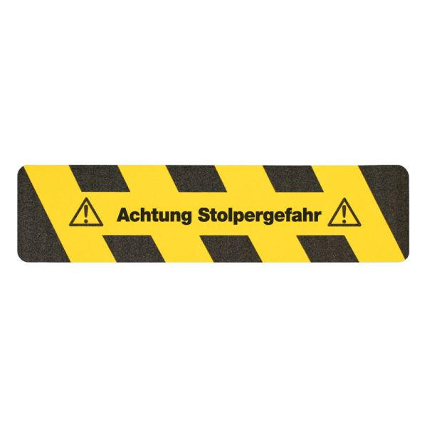 m2 acoperire anti-alunecare marcaj de avertizare text negru/galben „Atenție: pericol de împiedicare” bandă 150x610mm, M121500610