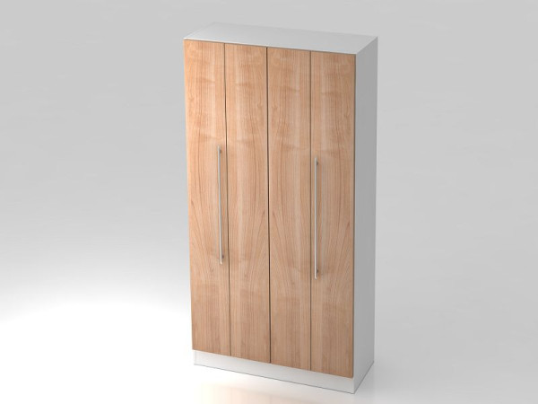 Szafka z drzwiami składanymi Hammerbacher 5OH, panel bazowy, uchwyt relingowy biały/orzech, 100x42x200,4 cm (szer. x gł. x wys.), V7400/W/N/RE