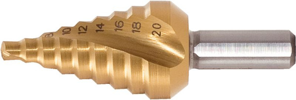 Broca escalonada KS Tools HSS-TiN extra curta, diâmetro 4-12mm, 9 passos, 330.2374