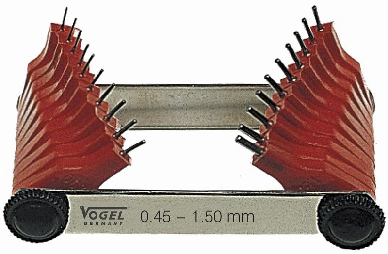 Medidor de bico Vogel Germany, 0,45 - 1,50 mm, 20 folhas, 472201