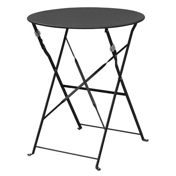 Bolero στρογγυλό πτυσσόμενο τραπέζι βεράντας ατσάλι μαύρο 60cm, GH558