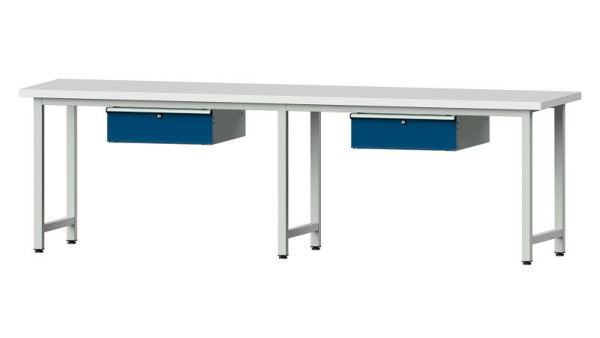 Stół roboczy ANKE, model 93, 2800 x 700 x 840 mm, RAL 7035/5010, KSP 40 mm, 400.420