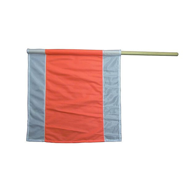 Steagul de avertizare NESTLE alb/portocaliu/alb, 50x50cm, material textil rezistent la rupere pe baton de lemn, PU: 40 buc, 19802000