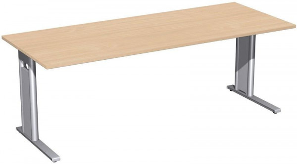 biurko sztywne geramöbel, opcjonalna nakładka na nóżki C, 2000x800x720, buk/srebrny, N-648147-BS