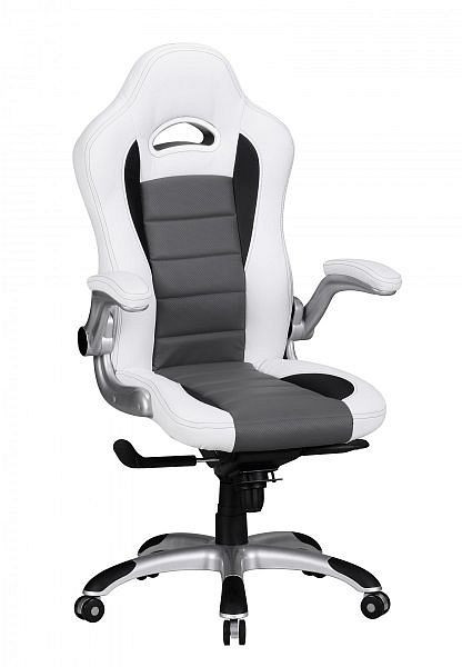 Pokrowiec na krzesło biurowe Amstyle Racing ze sztucznej skóry, biały, SPM1.238