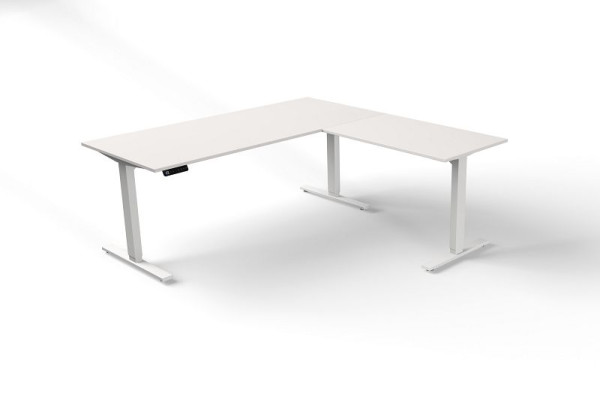 Mesa de sentar/em pé Kerkmann W 1800 x P 800 mm com elemento adicional, ajustável eletricamente em altura de 720-1200 mm, Move 3, cor: branco, 10382010