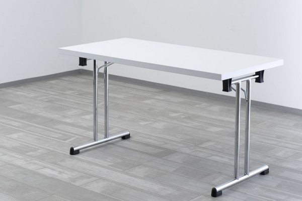 Stół składany Hammerbacher 138x69 cm biały/chromowana rama, kształt prostokątny, VKL14/W/C