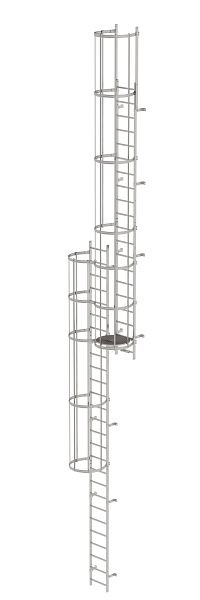 Munk Günzburger Steigtechnik Meerdelige vaste ladder met rugbescherming (noodladder) roestvrij staal 12,12m, 530230