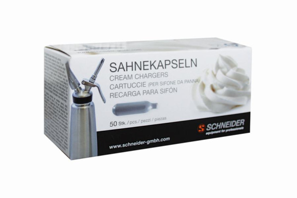 Schneider crèmecapsules, voor crèmeapparaat, # 196000 en # 196010, setinhoud: 50 stuks, 196030