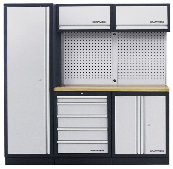 Kraftwerk MOBILIO 3-elementowy system szafek warsztatowych, z kwadratową ścianką perforowaną, 3964A