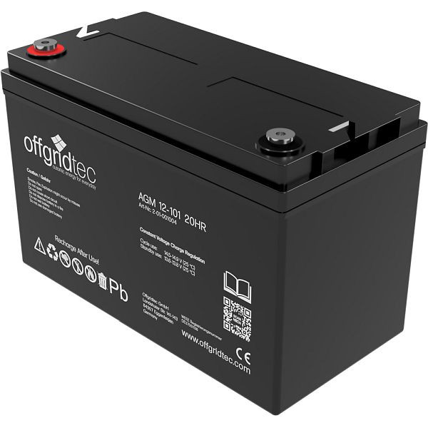 Offgridec AGM 101Ah 20HR 12V - solcellebatteri ekstremt cyklussikkert, 2-01-001004