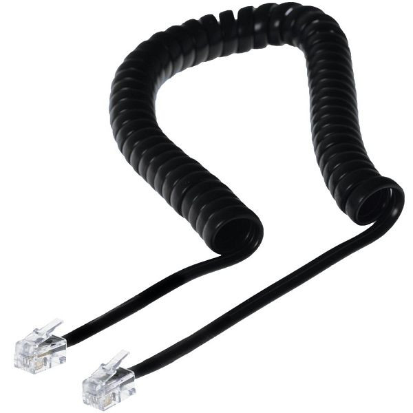 Cablu spiralat pentru telefonul Helos, scurt, negru, liber, 14029