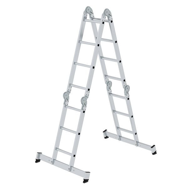 Munk Günzburger Steigtechnik multifunctionele ladder 4-delig met nivello® traverse 2x3 + 2x4 sporten, 031314