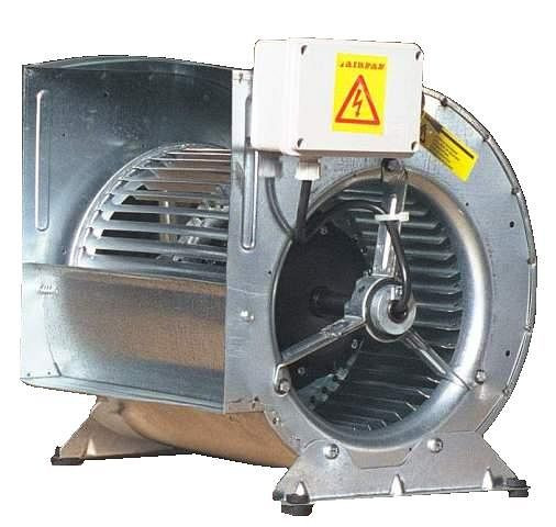 AIRFAN centrifugalventilator, dobbeltsidet indsugning med lukket motor IP55, 15 kg, 1~230 V: 0,42 kW 1400 rpm, AK9/7-4M