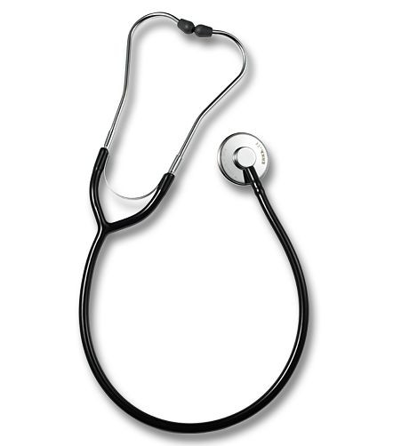 ERKA stethoscoop met zachte oorstukjes, enkelkanaals slang ERKAPHON ALU, kleur: zwart, 544.00010