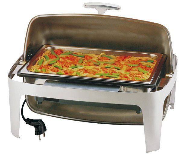 APS Rolltop Chafing Dish -ELITE-, 67 x 47 cm, výška: 45 cm, 11 l, nerez / PP, nádoba na potraviny GN 1/1 hloubka 100 mm, víko lze otevřít 90° & 180°, 12360