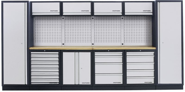 Kraftwerk MOBILIO 6-elementowy system szafek warsztatowych, konstrukcja wolnostojąca, bez mocowania, z kwadratową ścianką perforowaną, 3964F